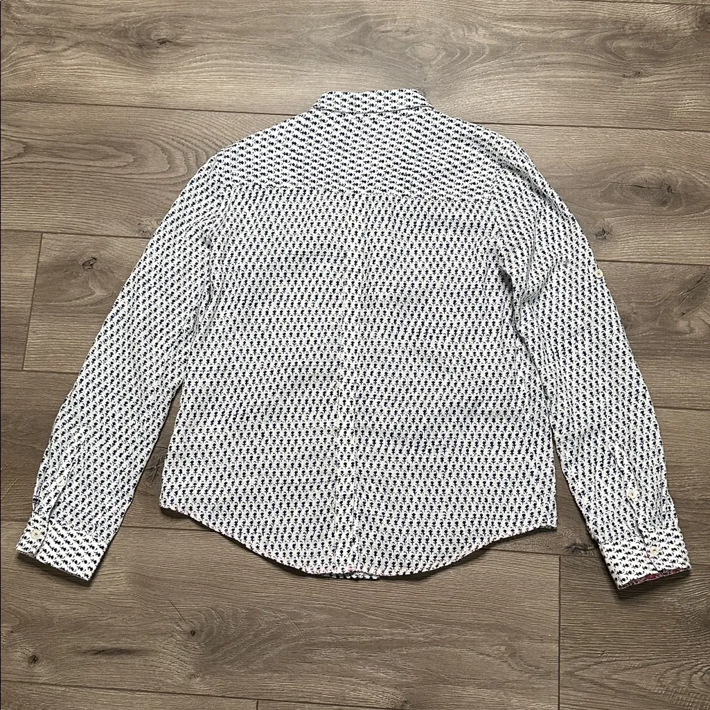 Anthropologie Holding Horses Floral Button Down Blouse Navy Cream Size 6 - Image 6