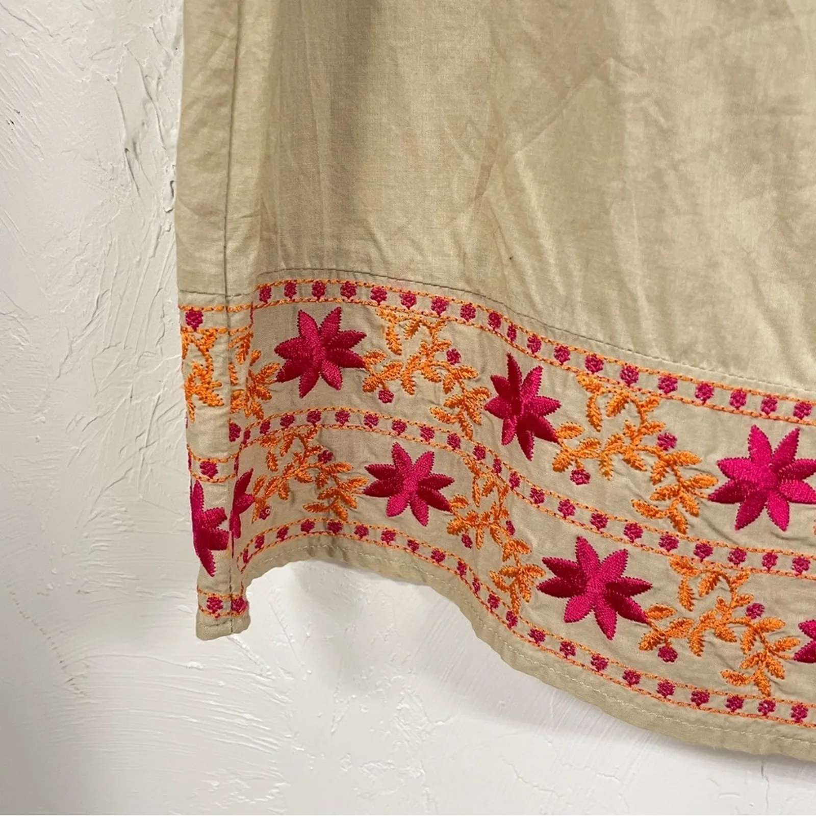 Calypso St Barth Tan Embroidered Sheath Dress Mini Womens XS Boho Beachy Casual - Image 3