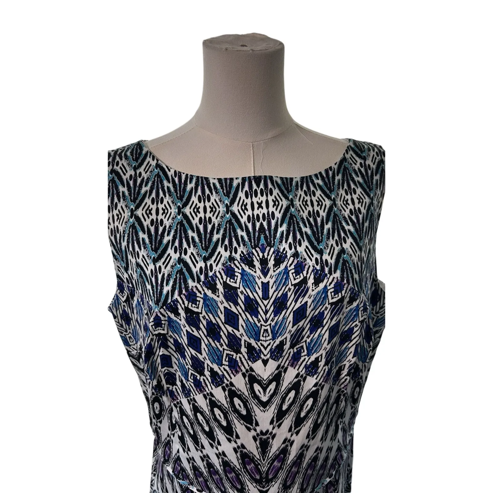 Sleeveless Dress NWT Women SZ 16 Covington Pleated Aztec Boho Artsy Resort Beach - Image 3