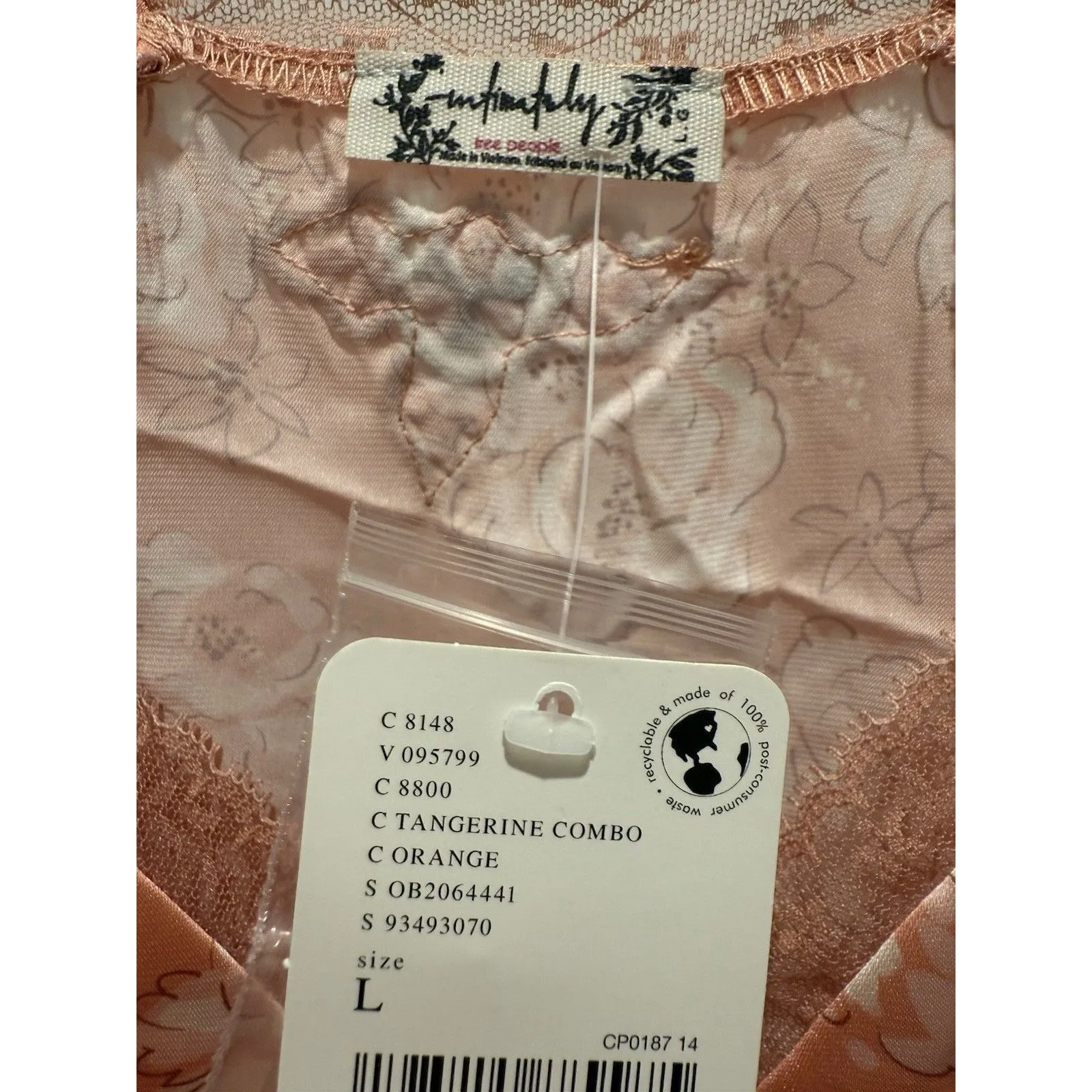 NWT Free People Women’s Intimates Night Tangerine Floral Satin & Lace Tank - Image 4