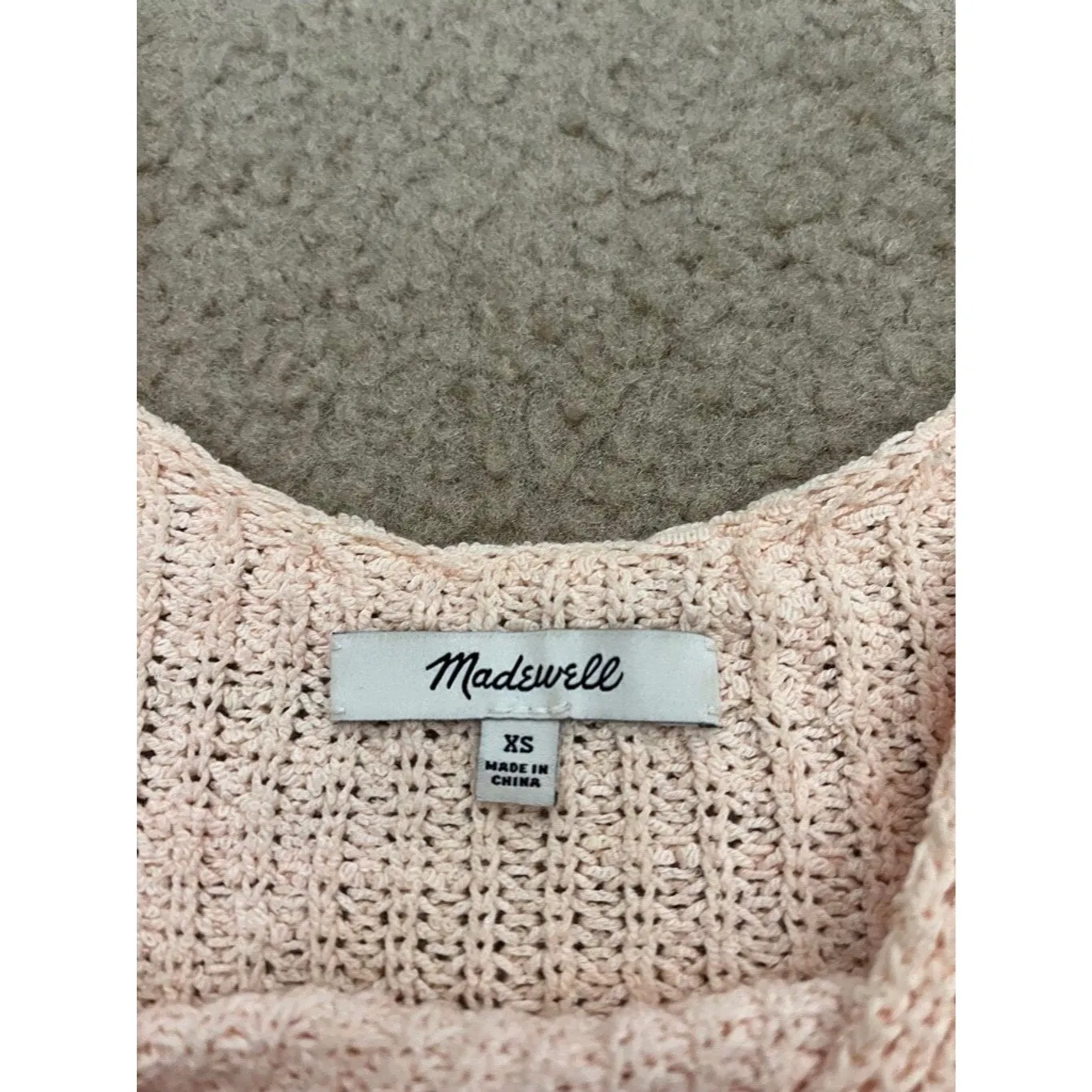 Madewell Top XS pink Vneck crochet knit soft girl feminine coquette romantic - Image 5