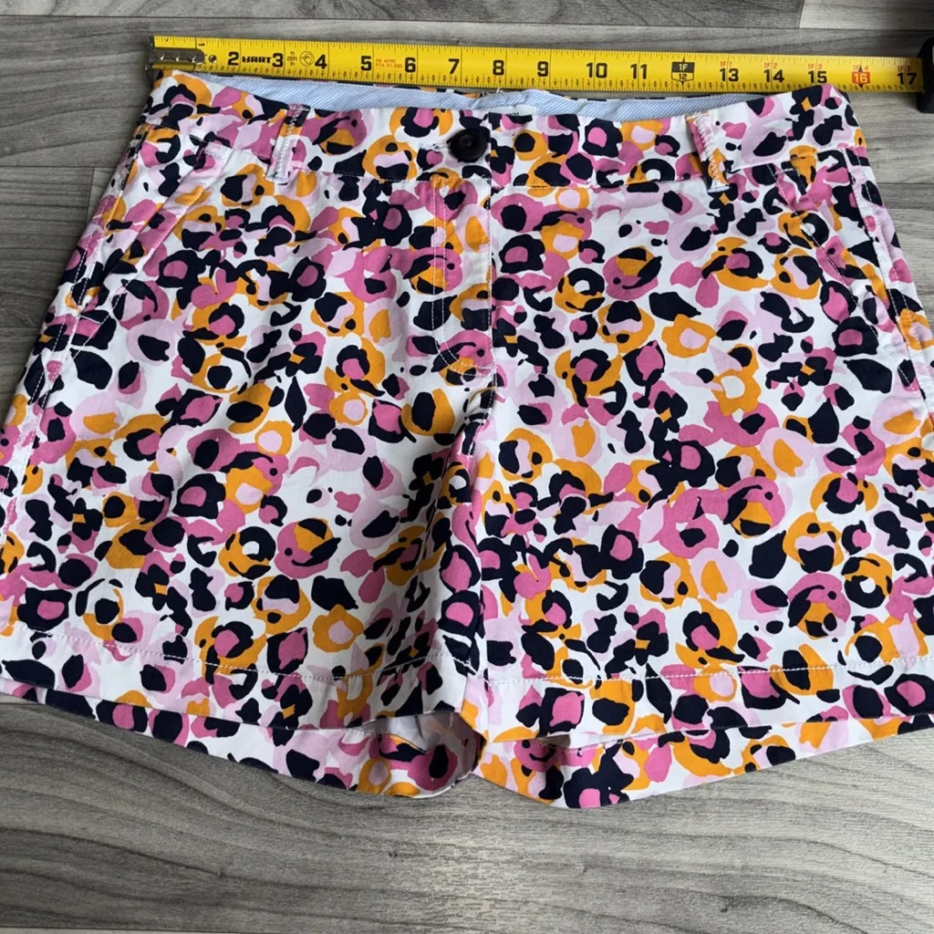 J. Crew Pink and Orange Leopard Print Women's Shorts - Image 6