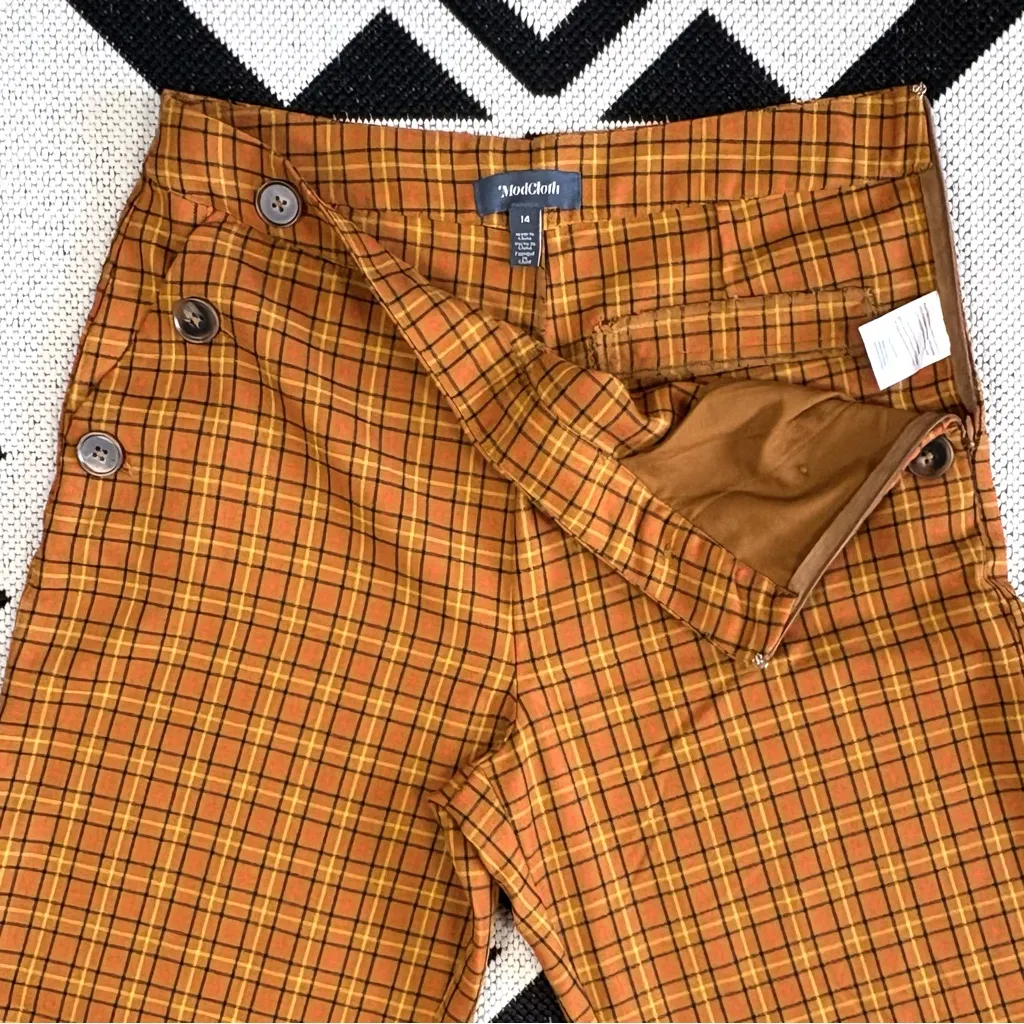 ModCloth Making Power Moves Wide Leg Plaid Pants Size 14 - Image 11