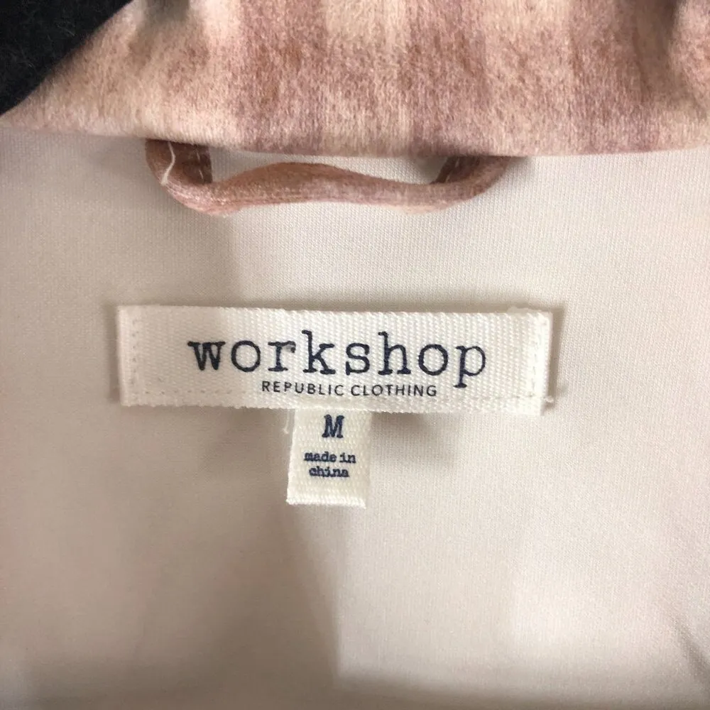 Workshop Republic Womens Faux Suede Shacket Snap Button Plaid Brown M - Image 4