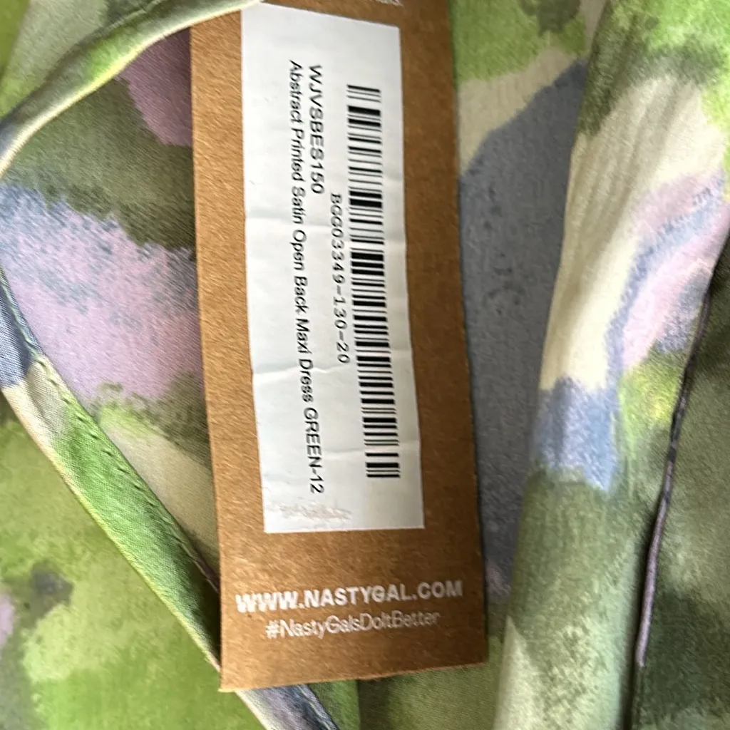 Nasty Gal Abstract Printed Satin Feel Open Back Maxi Dress. Oversized Fit - Image 10