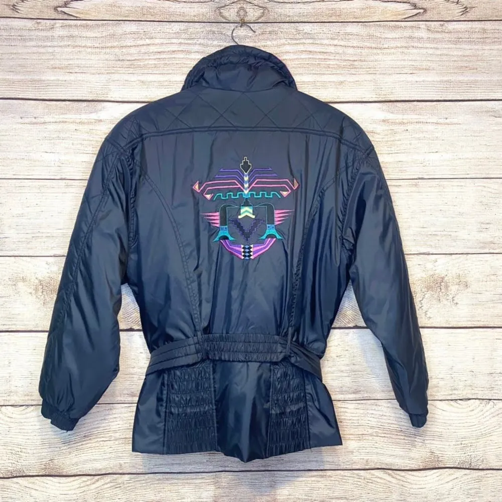 Vintage Women's Innsbruck Full Zip Ski Jacket Aztec Embroidered Size M Belted Size M - Image 8