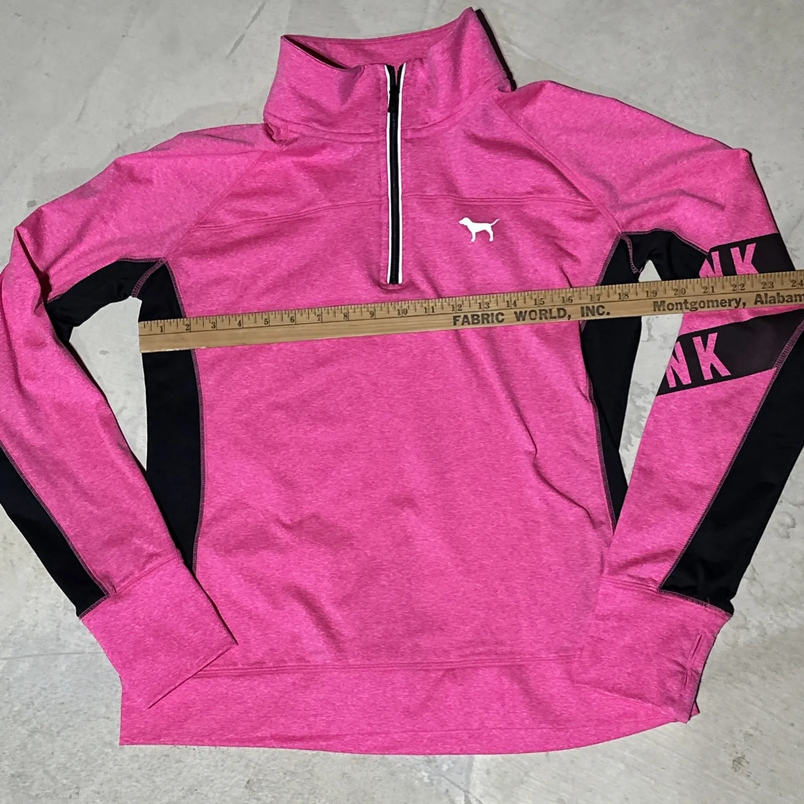 Victoria's Secret Pink and Black 1/4 Zip Pullover Reflective Jacket SZ Large EUC - Image 6