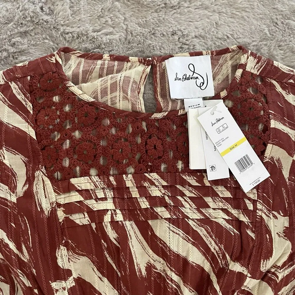 NWT Anthropologie Sam Edleman Tiffany Zebra Stripe Puff SleeveGodet Mini Dress M - Image 8