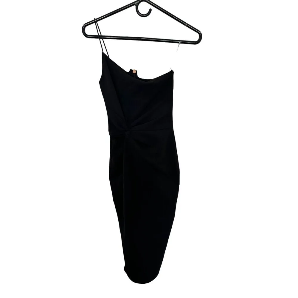 Nookie Lust One Shoulder Glam Bodycon Midi Black NWT XS - Image 3