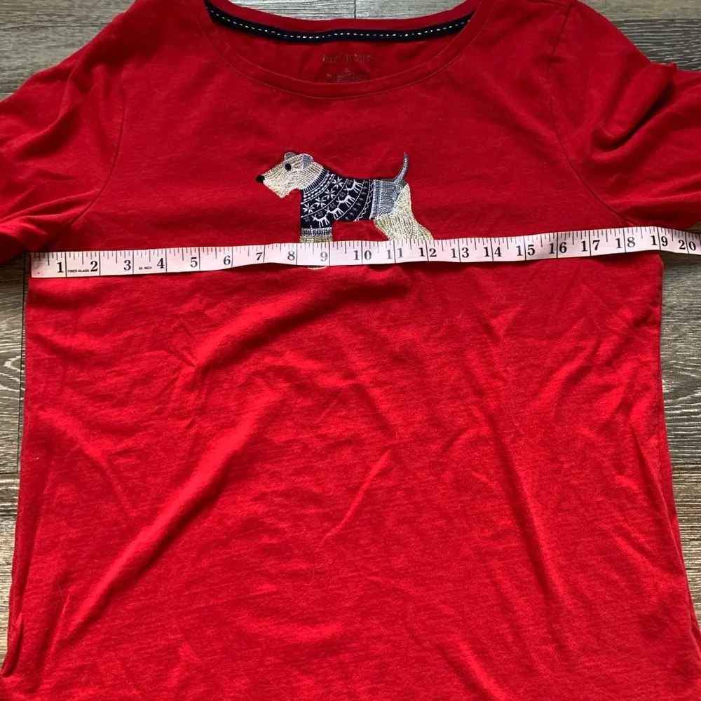 Talbots Red Long Sleeved Terrier Embroidered Shirt M - Image 6