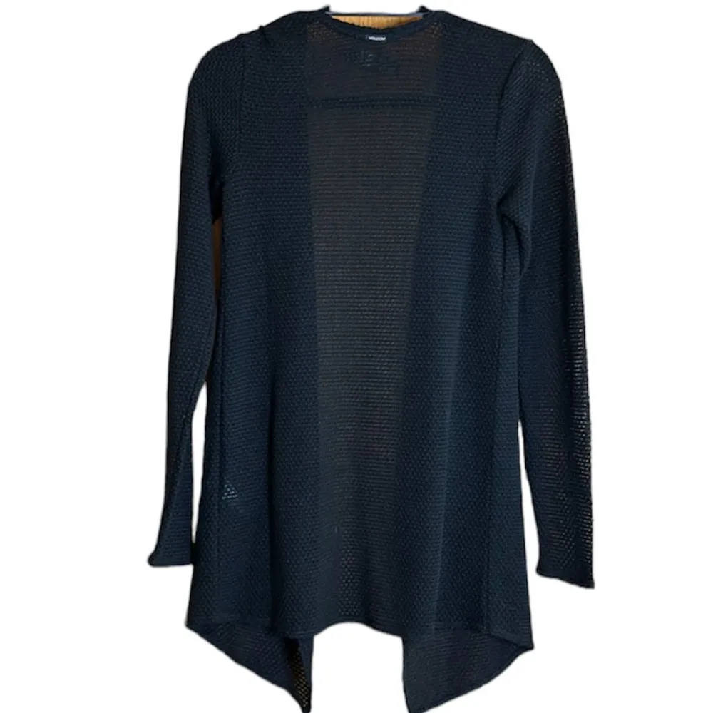 Volcom Black Open Weave Knit,  Open Front Cardigan Longer Length - Image 4