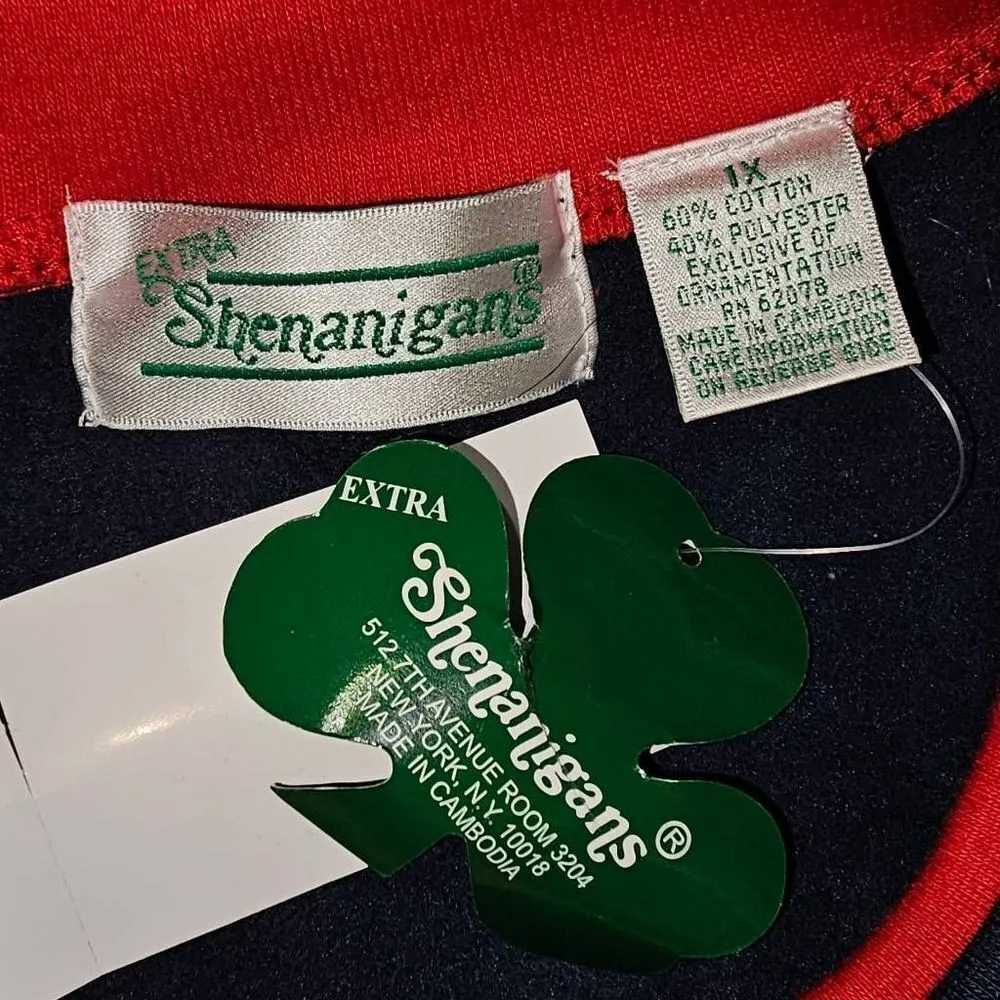 NWT Vintage Extra Shenanigans Womens Embroidered Poinsettia Christmas Sweater 1X Blue - Image 4