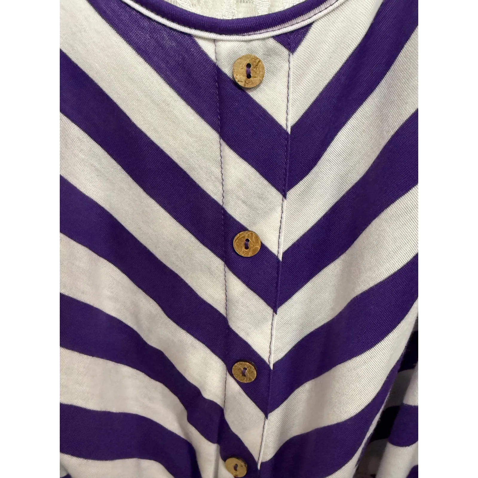 Bobbie Brooks Purple White Lace Back Tank Mini Dress Waist Tie Size 1X Plus Size - Image 4