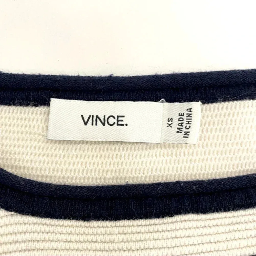 Vince Ottoman Striped Boatneck Long Sleeve Sweater Ivory/Blue Women’s Size XS - Image 6