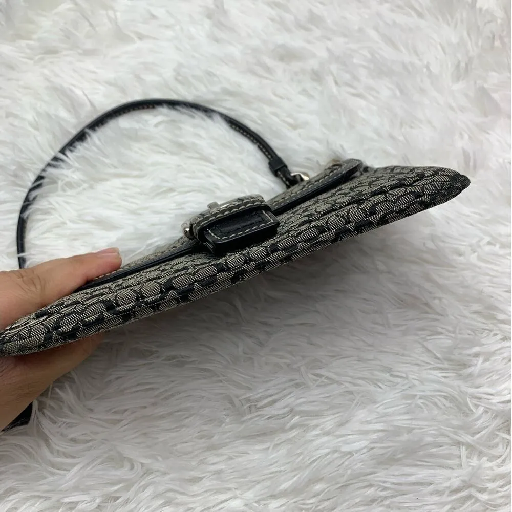 COACH Black Gray Signature Canvas Wristlet - Image 3