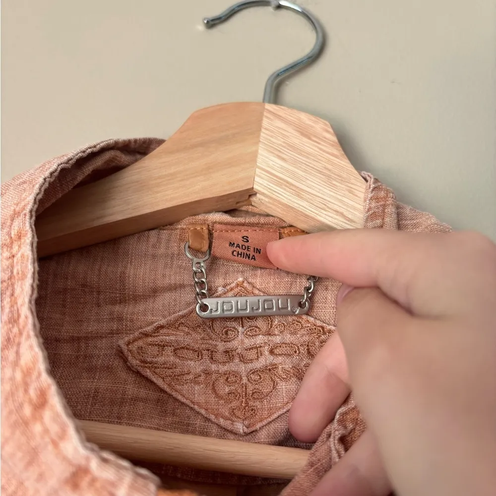 Joujou Linen Blend Lightweight Jacket Orange - Image 6