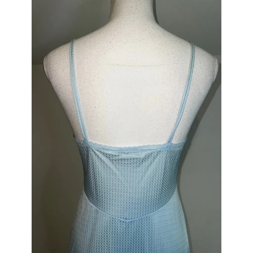 Vintage Old Hollywood Icy Baby Blue Lace Gown S - Image 4