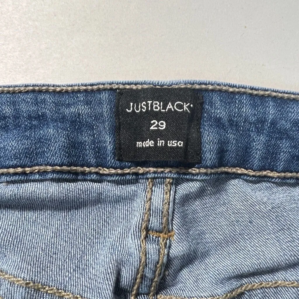 Just Black Denim Jeans 29 Skinny Distressed Stretch Ankle Frayed‎ Step Hem - Image 10