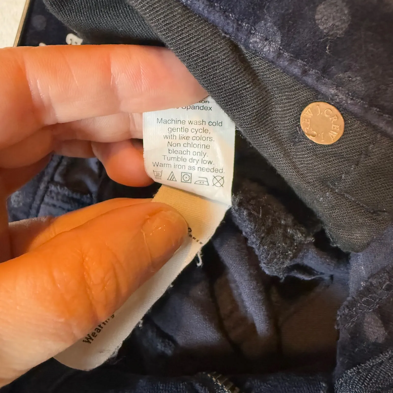 J Crew Toothpick Ankle Pants Navy Velvet Polka Dot Size 27 Holiday Preppy Blue - Image 7