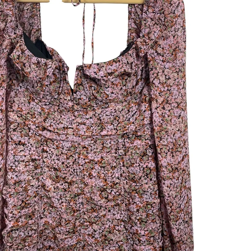 NWOT ASTR The Label Carmella Floral Ruched Mini Dress in Purple Multi Size L - Image 8