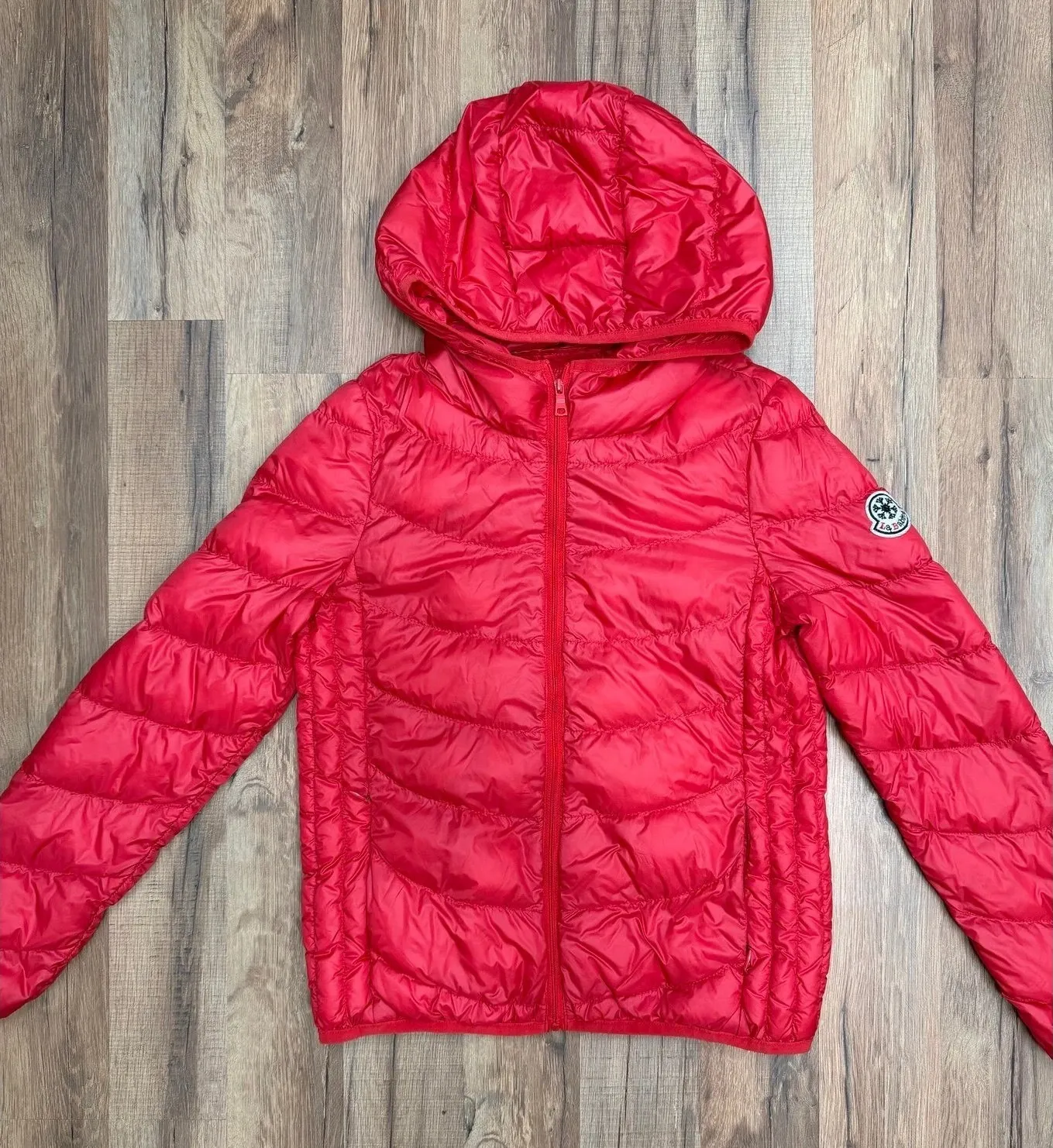 La Babité Red Down Puffer Jacket Hooded Lightweight Warm Coat Women's S Size 4 - Image 1