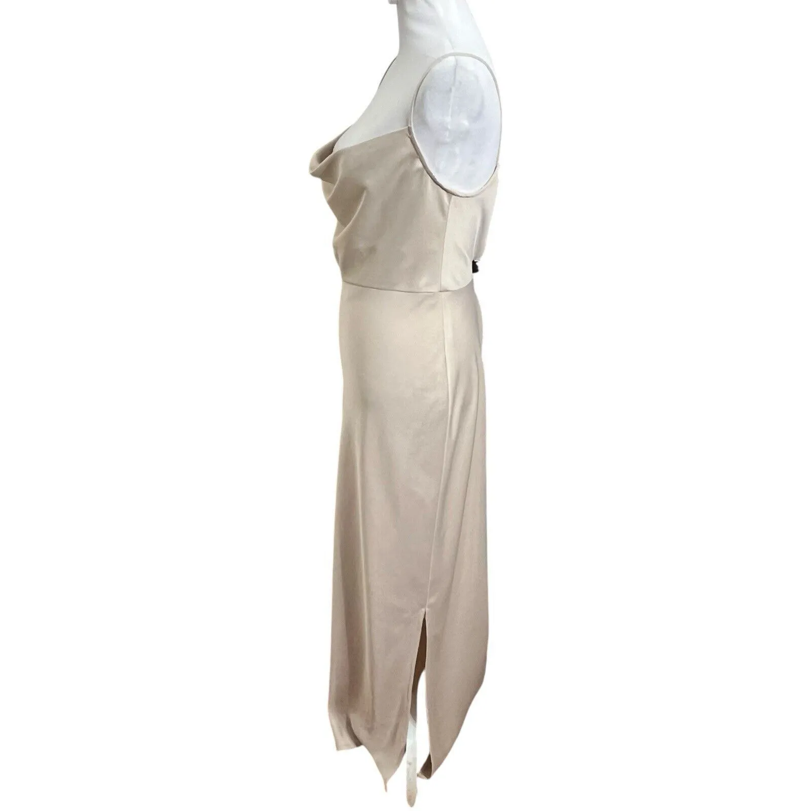 BHLDN Cali Satin Cowl Neck Slip Dress Champagne Women’s Size 14 Midi - Image 7