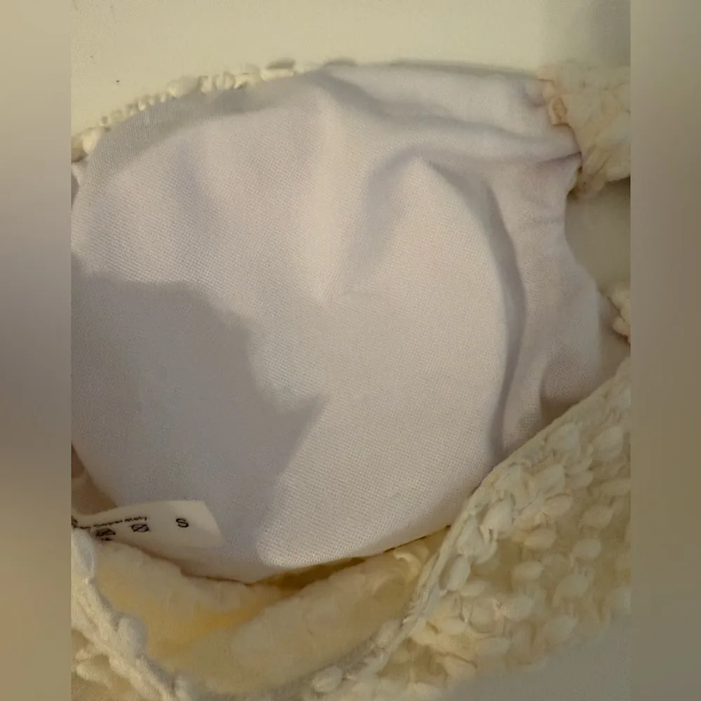 Strapless Cut Out Bandeau Bikini Top-Textured Beige Size Small - Image 12