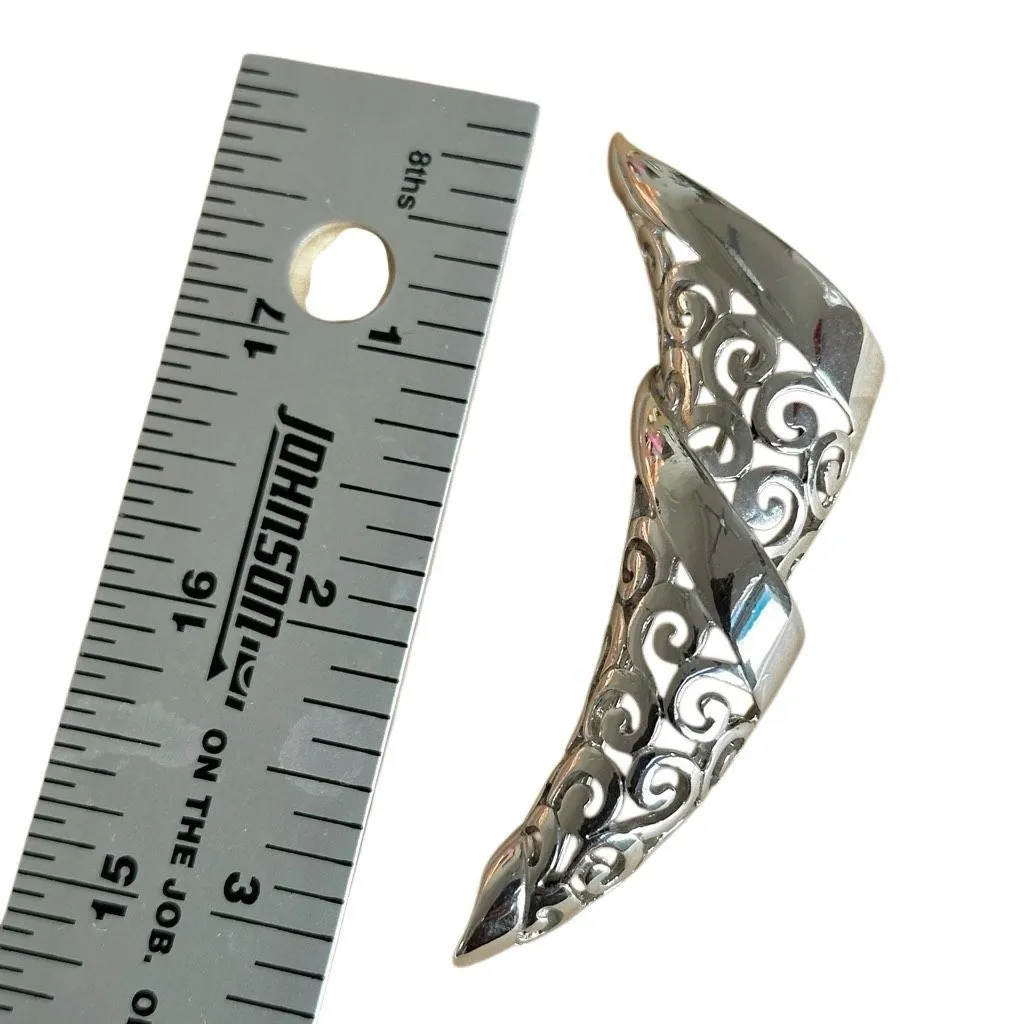 Givenchy Silver tone filagree Swirl Brooch - Image 6