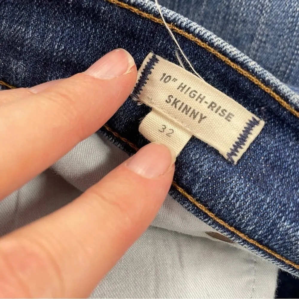 Madewell 10in High Rise Skinny Jeans Womens 32 Cropped Ankle Blue Zip Fly - Image 6