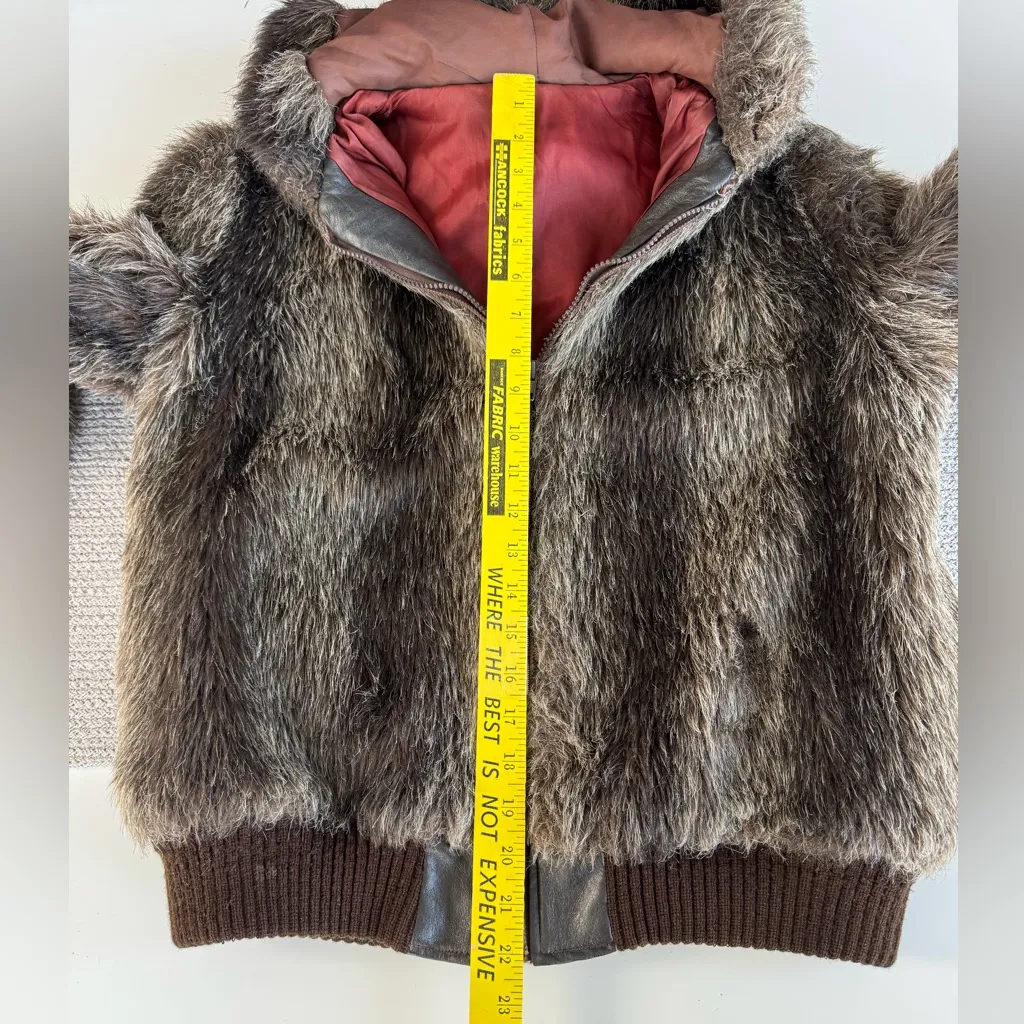Vintage Raccoon Fur Cropped Hooded Fur Jacket Coat Medium Large Vtg 12 Gray - Image 9