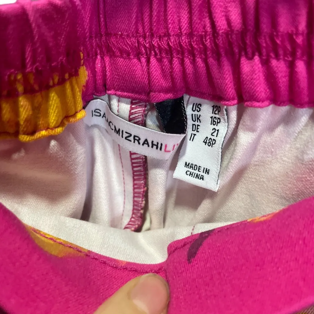 Isaac Mizrahi Live Womens Floral Ankle Pants Size 12P Pink & Yellow - Image 3