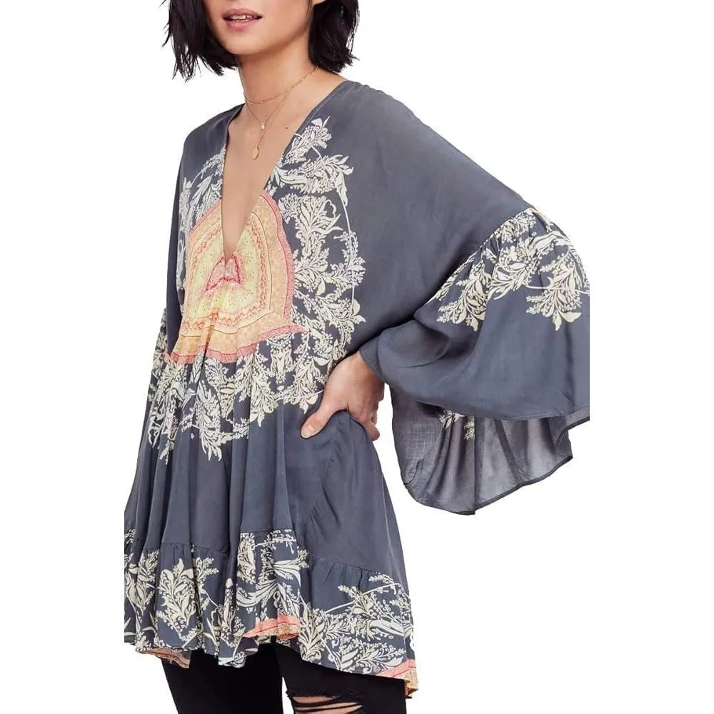 ✨Free People Sunset Dreams Printed Bell-Sleeve Sz Medium Tunic✨ - Image 2