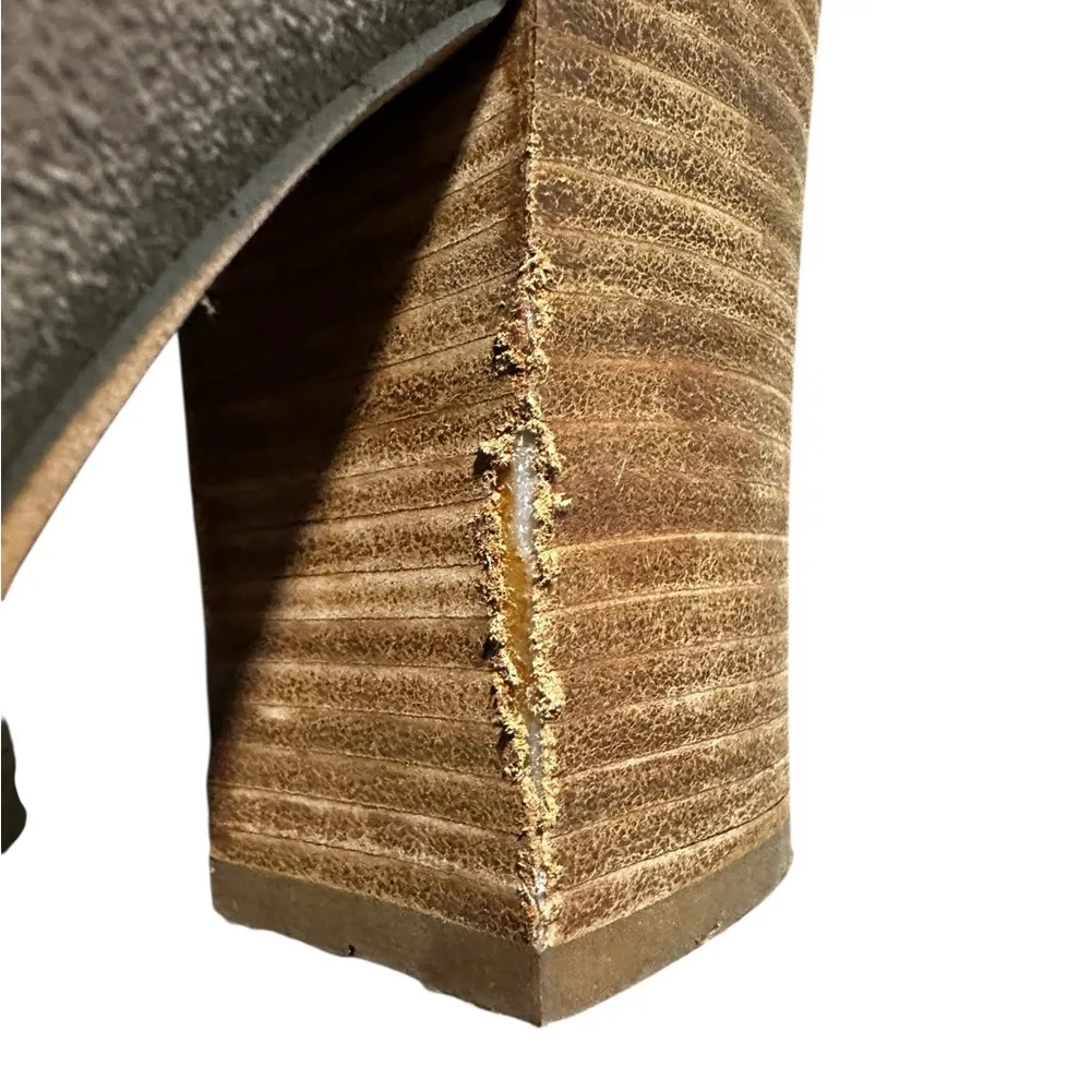 Crown Vintage Heidi Taupe Leather Block Heel Ankle Bootie Women’s Size 10 - Image 4