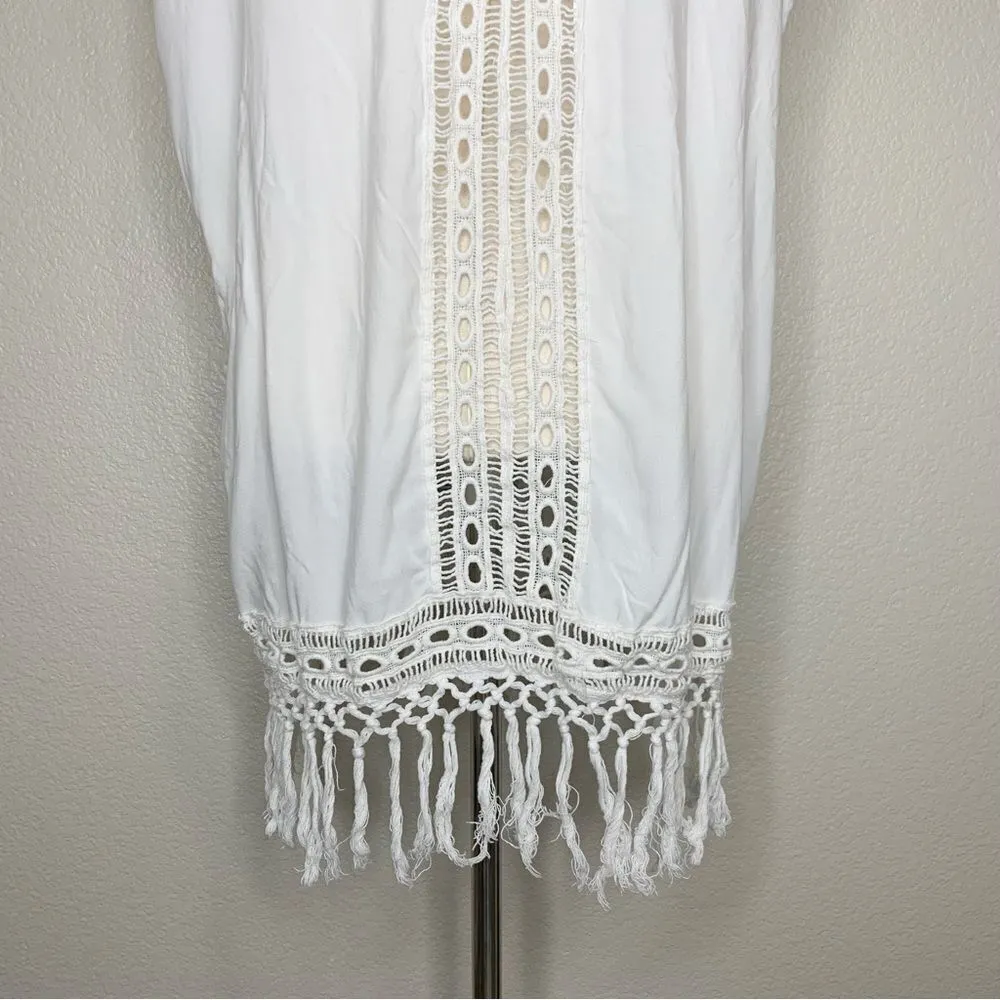 Boho Me  White Eyelet Crochet Fringe CoverUp - Image 10