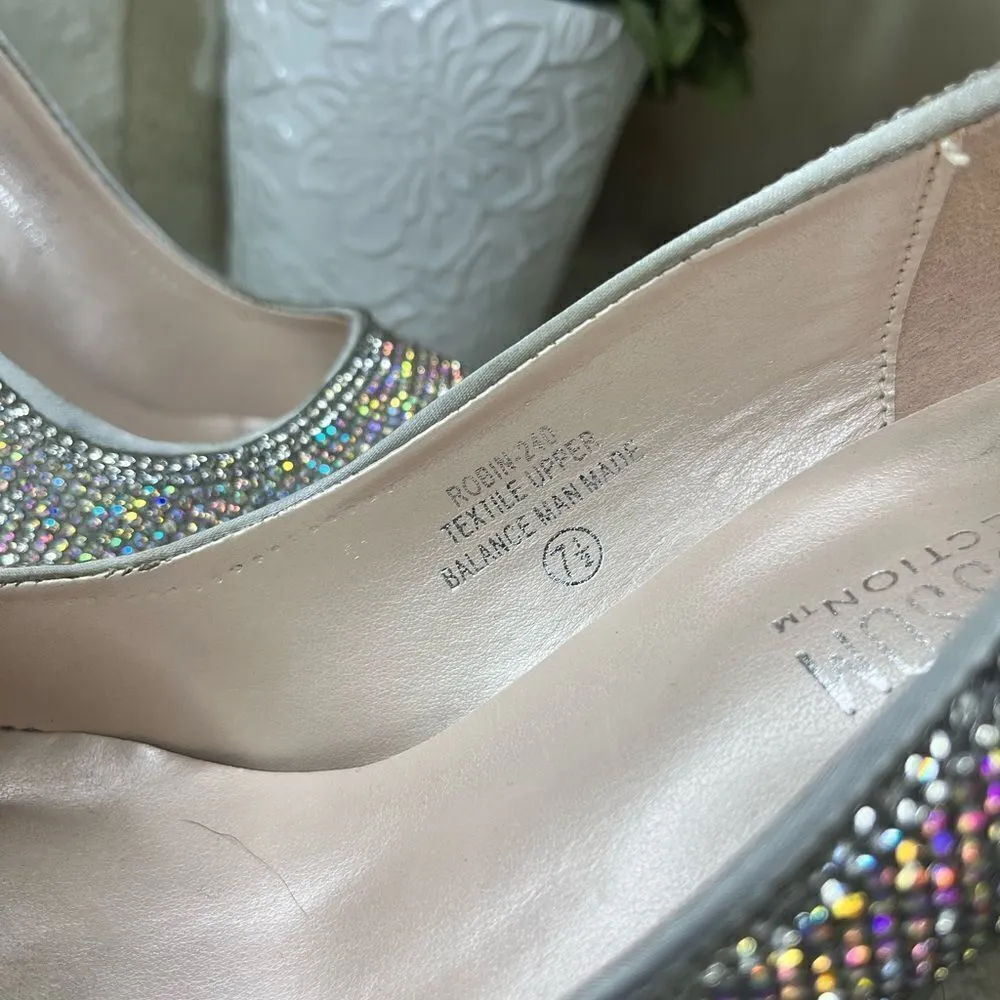 De Blossom collection Robin silver satin sparkling heels sz 7.5 - Image 4