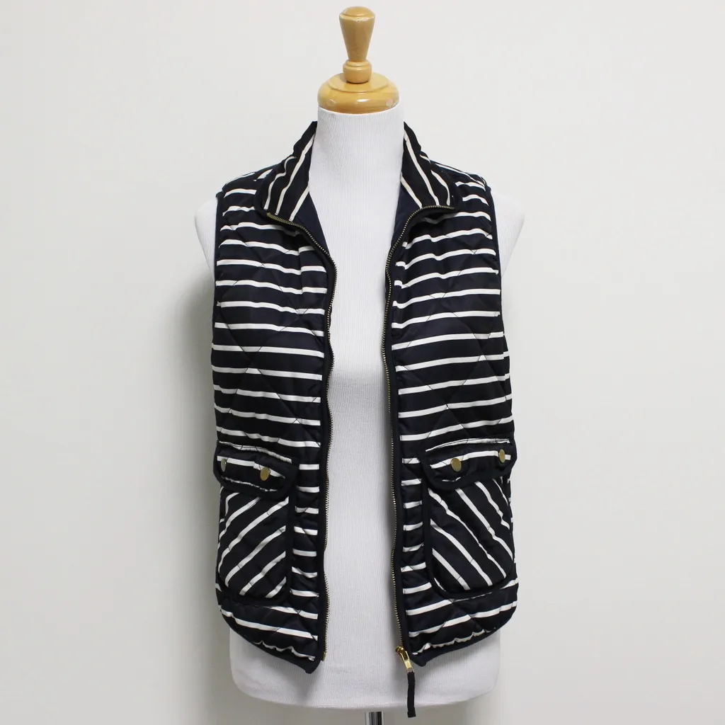 Dee Elle Navy Blue and Ivory Striped Puffer Vest - Image 3