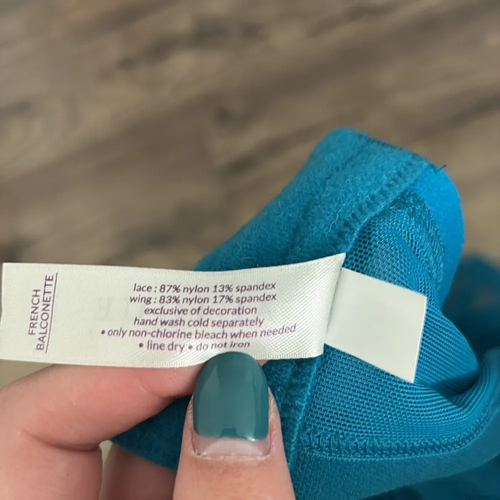 Cacique French Balconette blue open cup bra with over lace - Image 7