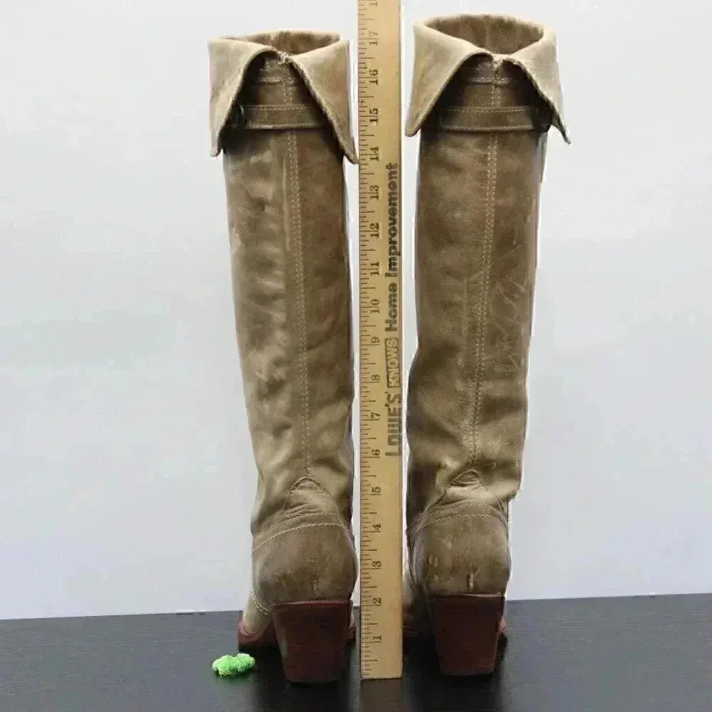 Frye Jane Women’s Distressed Tan Leather Tall Boot - Image 6