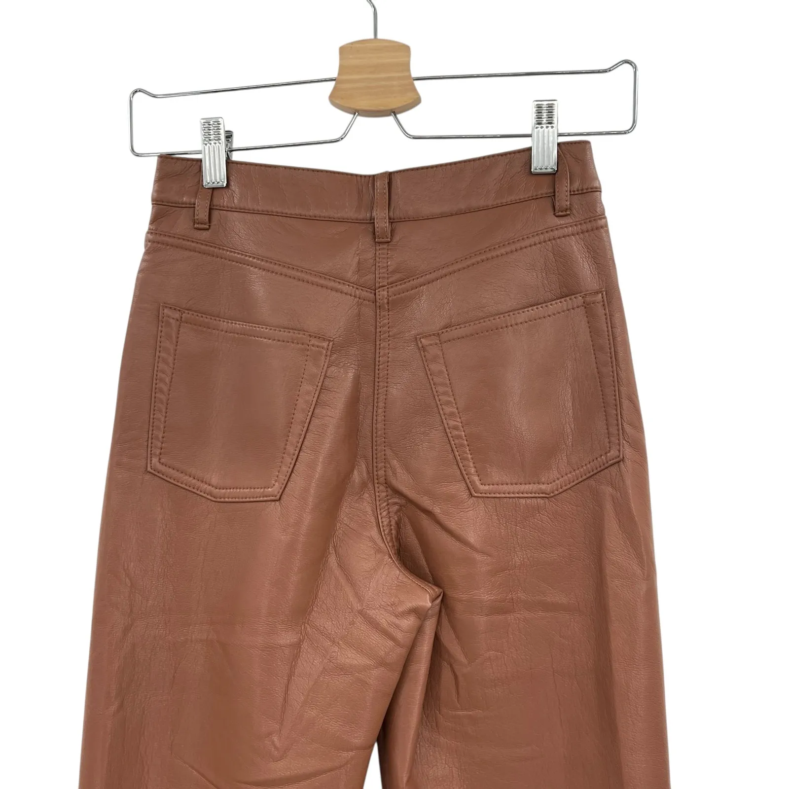 Aritzia Wilfred The Melina Pant Faux Vegan Leather High‎ Waist Cognac Brown 0 - Image 9