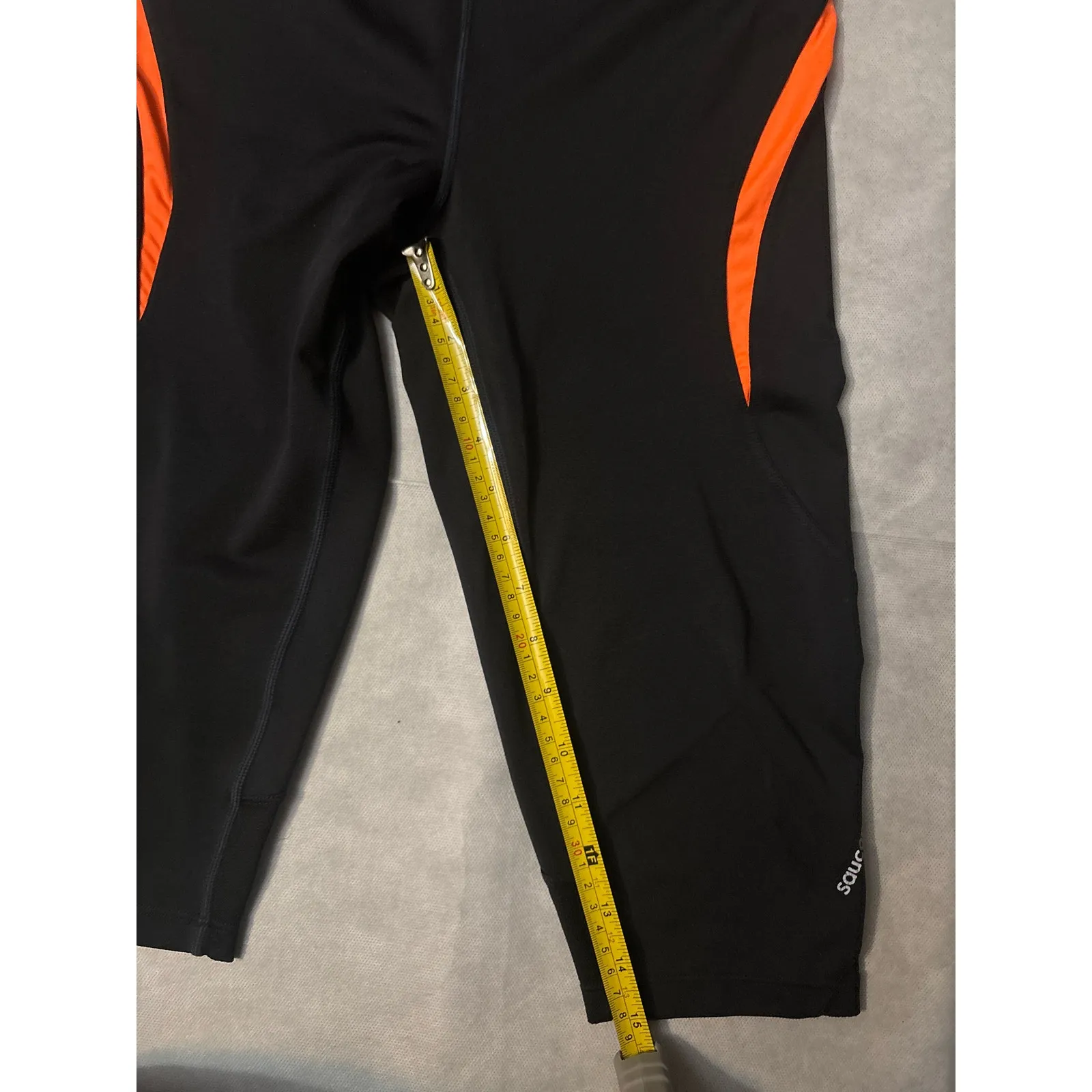 Saucony Black/Orange Capri Leggings S Bicycle Shorts Bikercore Activewear Cycle - Image 6