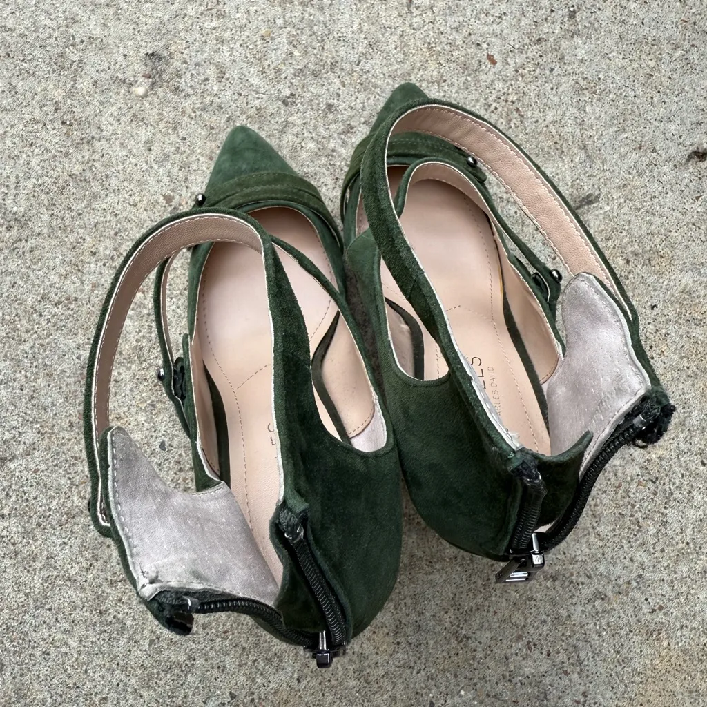 Charles David  Dark Green Suede Heels - Image 2
