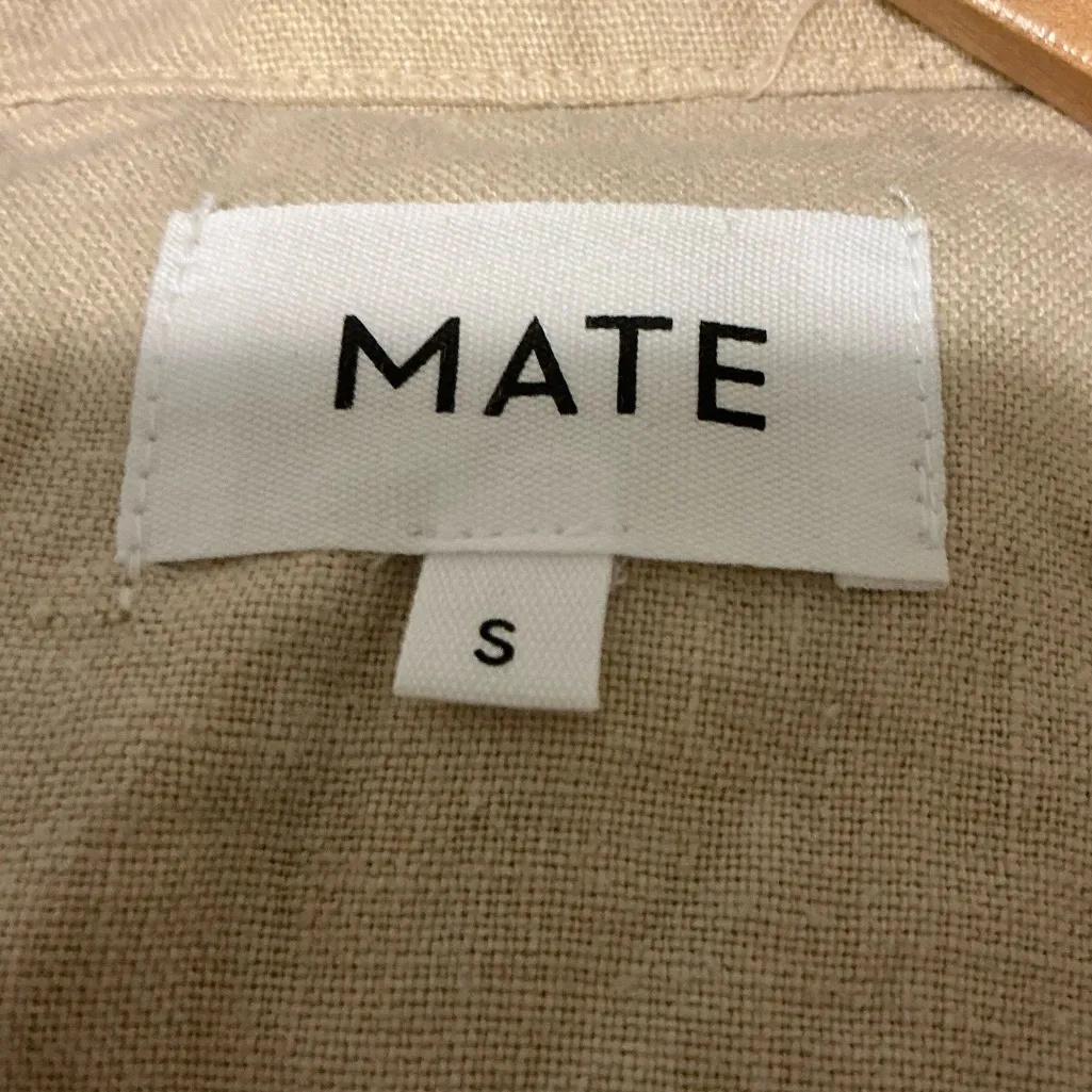Mate The Label Organic Linen Long Sleeve Beige Jumpsuit $248 Normcore - Image 3