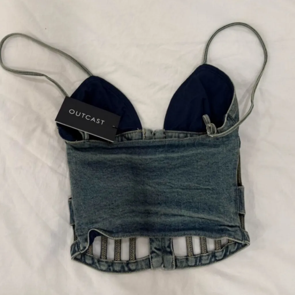 Outcast Denim Corset Top Blue Size M - Image 2