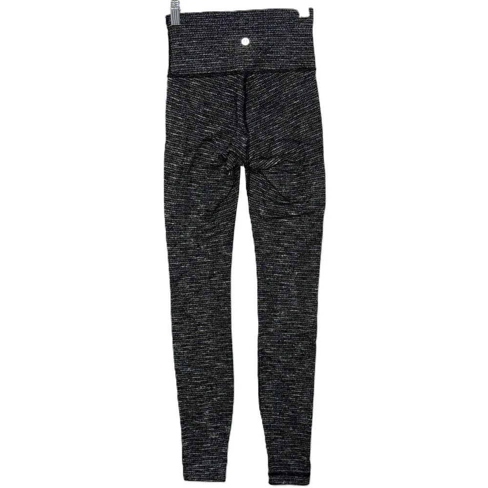 Womens Lululemon Gray Grey Textured High Waisted Long Full Length Leggings Sz 4 - Image 2