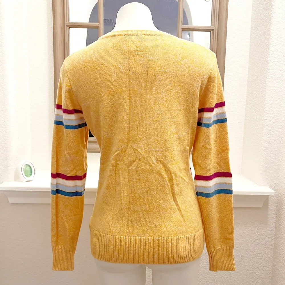 Jessica Simpson Crewneck Sweater Cora Printed Knit Pullover, Yellow Multi Size L - Image 5