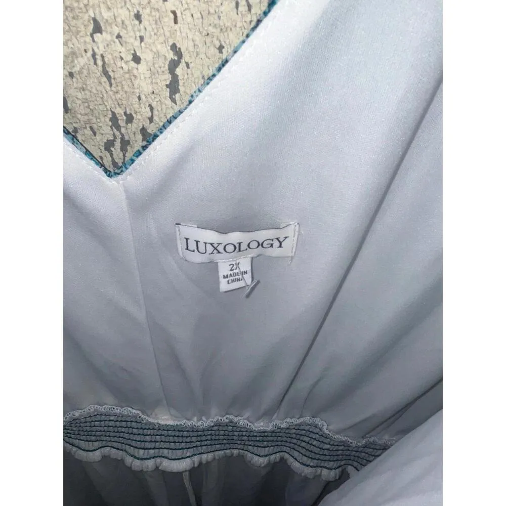 NWT Luxology size 2X blue floral sleeveless dress - Image 3