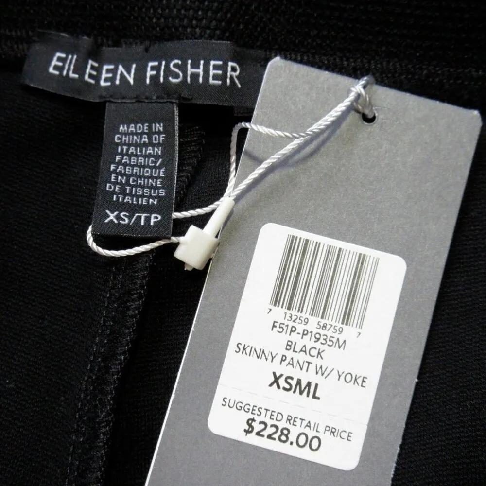 NWT Eileen Fisher Yoke Skinny in Black Milano Viscose Knit Stretch Pants XS - Image 5