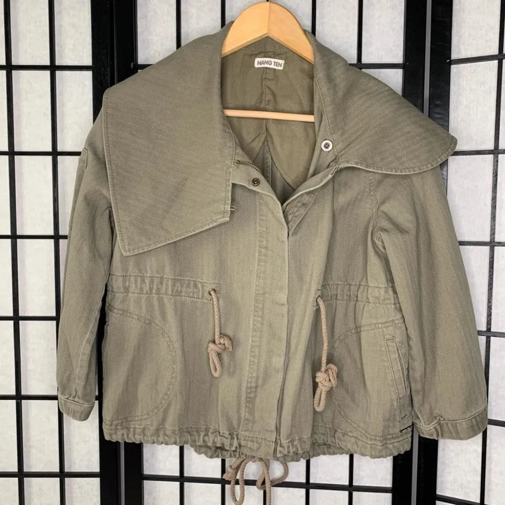Anthropologie Military Cropped Coat Green Medium - Image 4