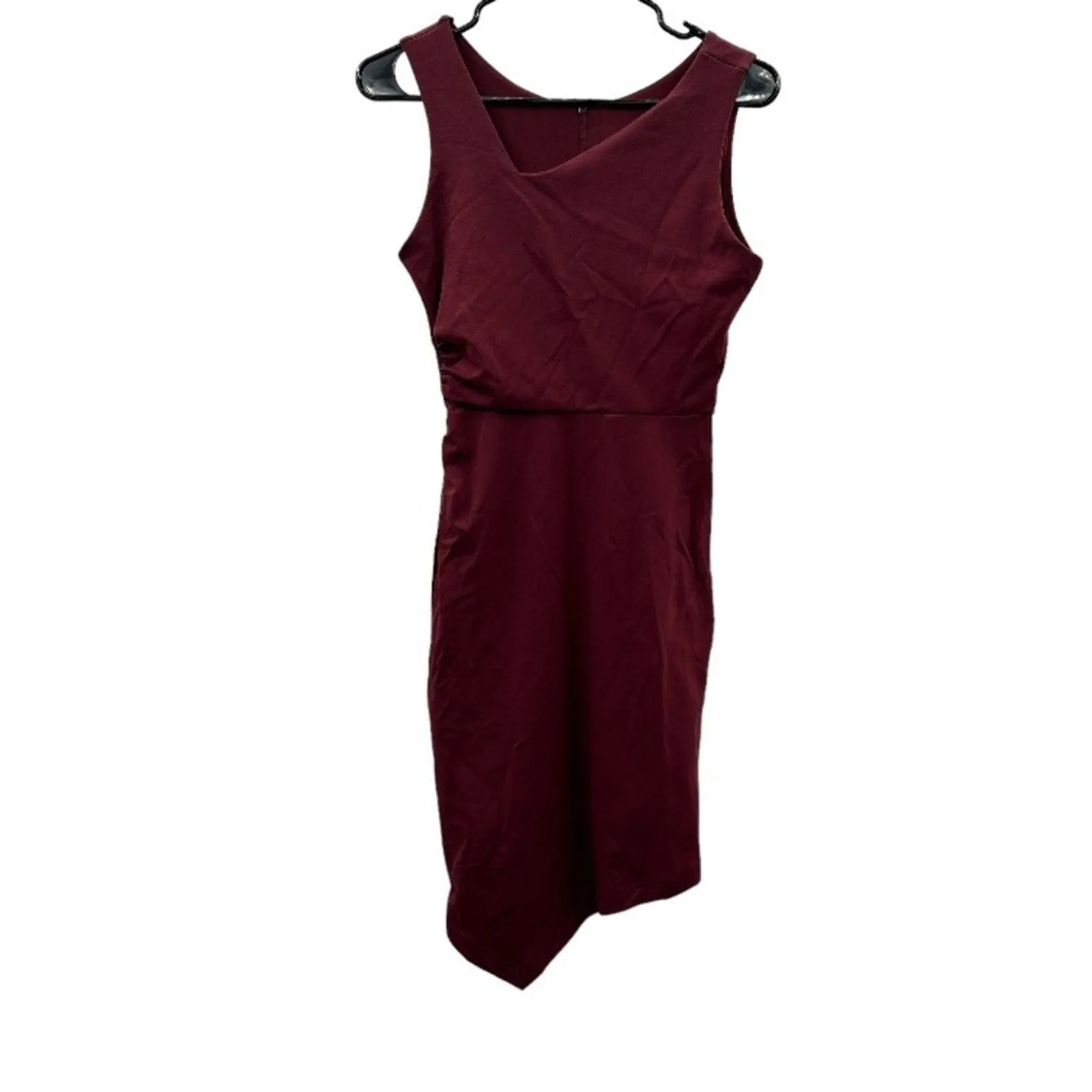 Betabrand No Sweat Sleeveless‎ Burgundy Red Asymmetrical Sheath Dress Size XS - Image 3