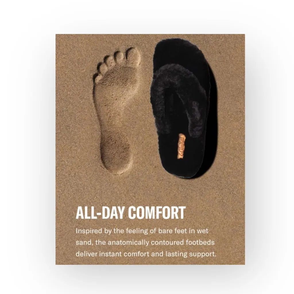 new Olukai ʊ Shearling Fur Outdoor Slipper Thong Sandals ʊ Black 9M ʊ in Box ʊ Size 9 - Image 7